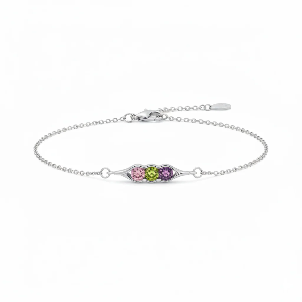 For Friend- We're Peas in a pod Birthstone Bracelet - Image 3