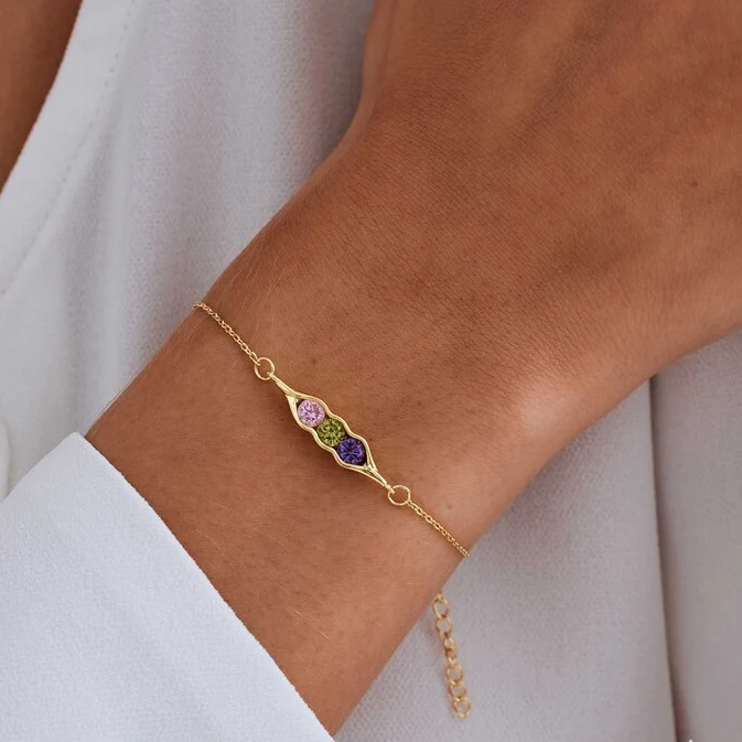 For Friend- We're Peas in a pod Birthstone Bracelet - Image 4