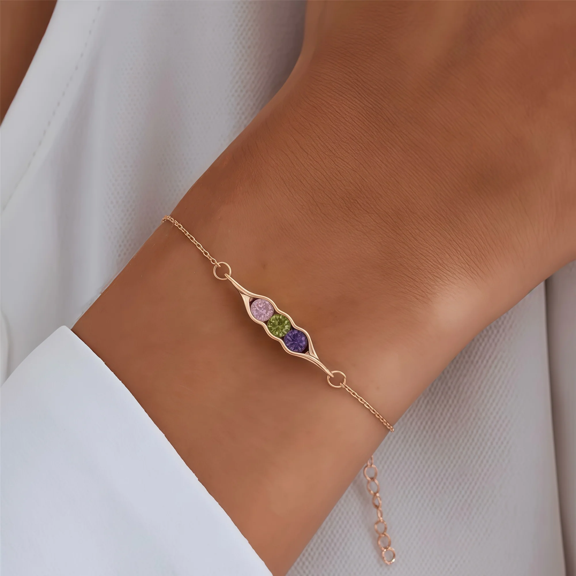 For Friend- We're Peas in a pod Birthstone Bracelet - Image 8