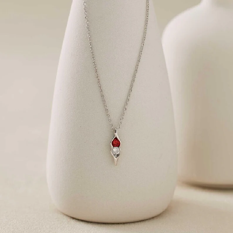 For Friend- We're Peas in a pod Birthstone Necklace - Image 4