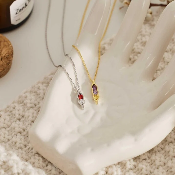 For Friend- We're Peas in a pod Birthstone Necklace - Image 7