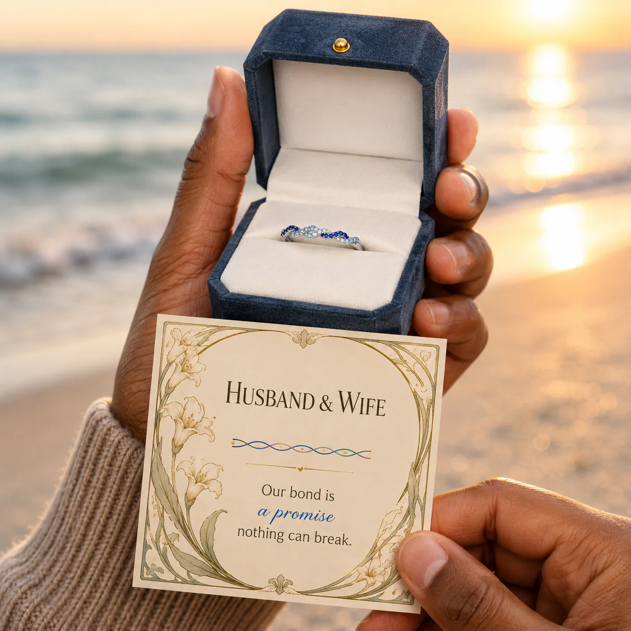 Personalized Wavy Birthstone Promise Ring - Image 2