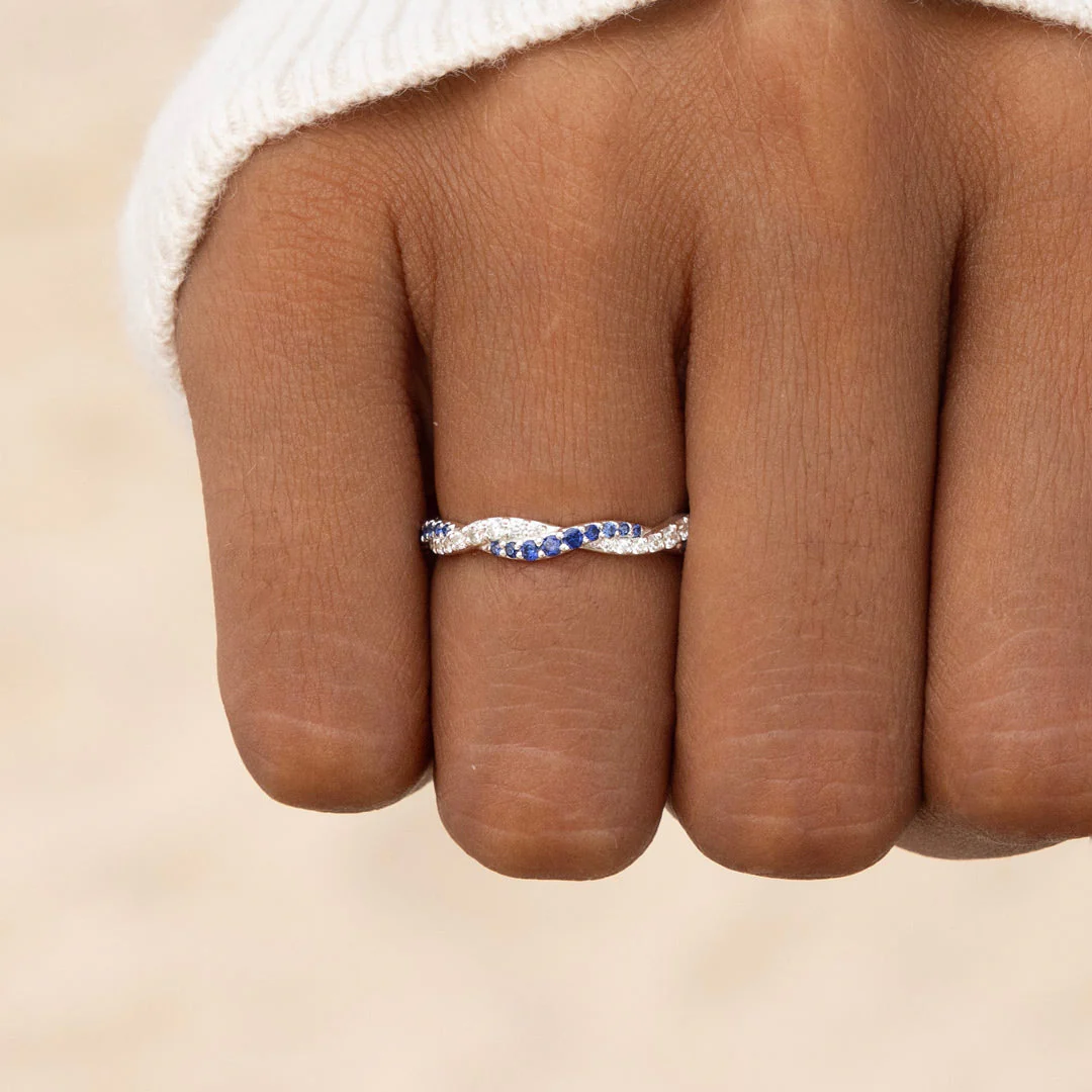 Personalized Wavy Birthstone Promise Ring - Image 4
