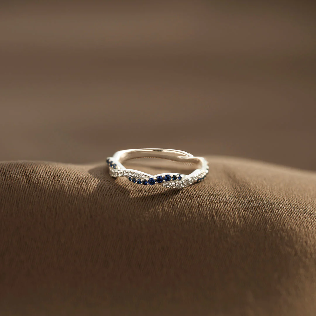 Personalized Wavy Birthstone Promise Ring - Image 6