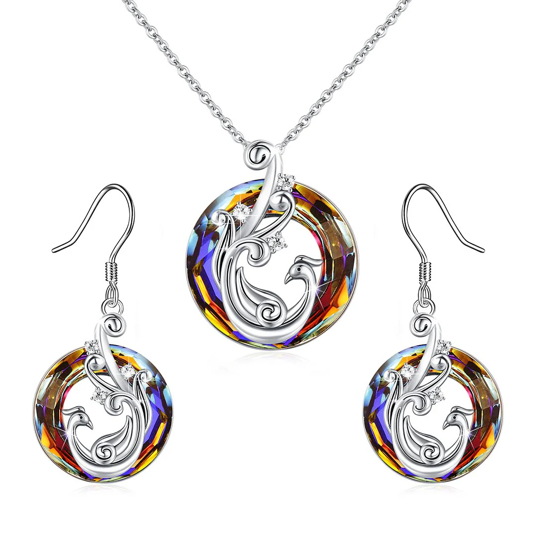 For Self - I Survived Because The Fire Inside Me Burns Brighter Than The Fire Around Me Colorful Crystal Phoenix Necklace - Image 6