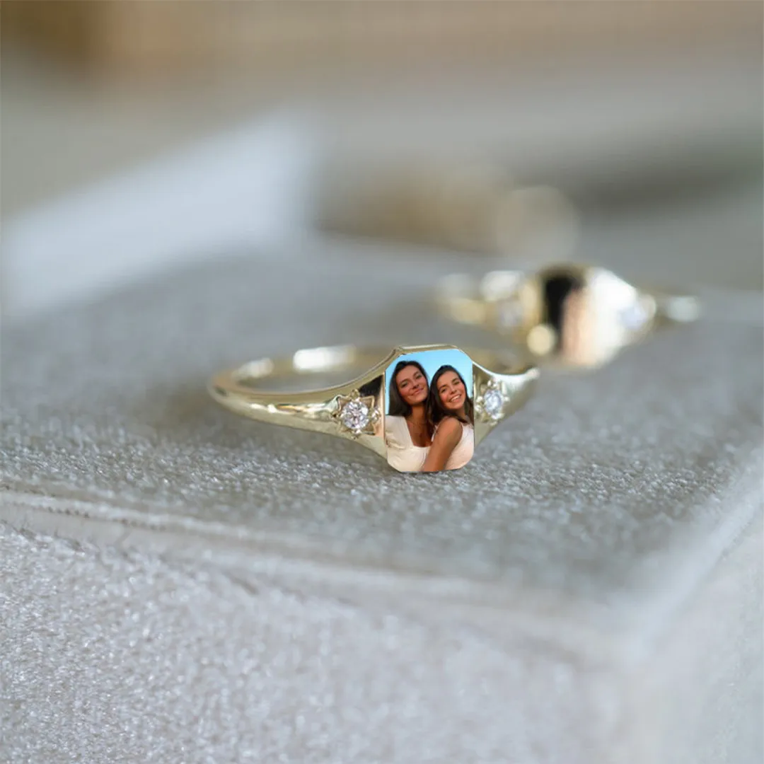 For Sister - Photo Birthstone Custom Ring - Image 4