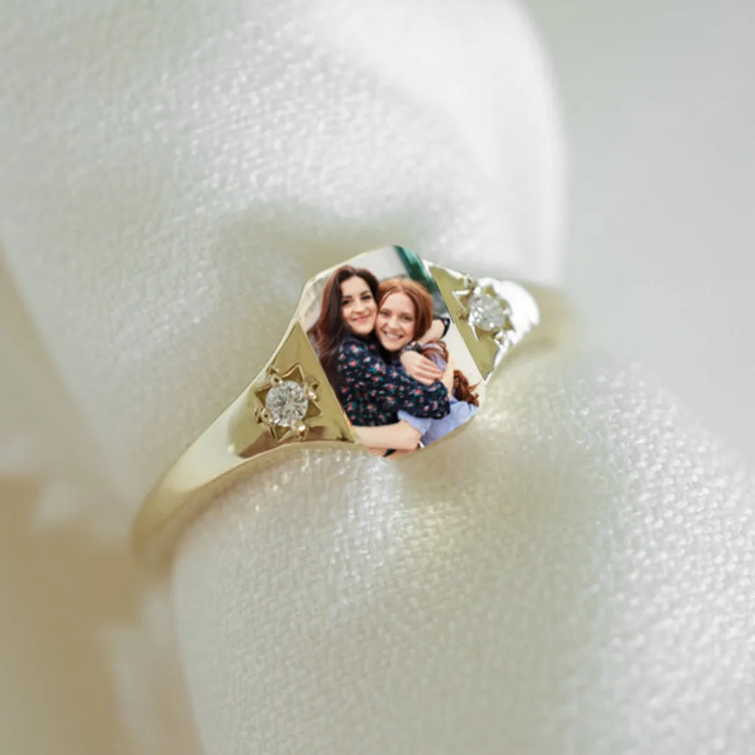 For Sister - Photo Birthstone Custom Ring - Image 6