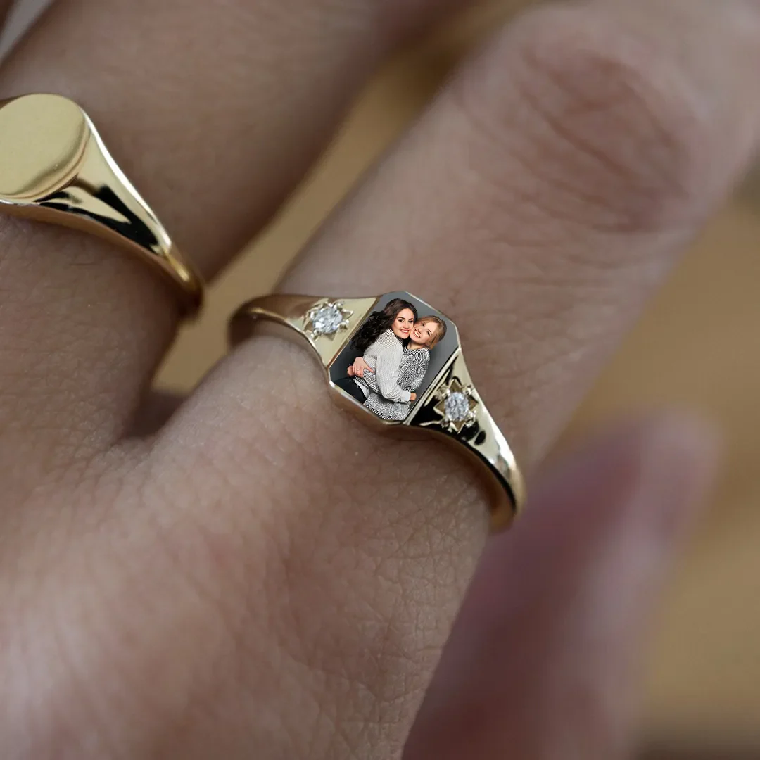 For Sister - Photo Birthstone Custom Ring - Image 7