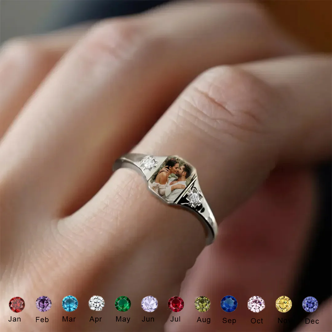 For Love-Photo Birthstone Custom Ring - Image 3