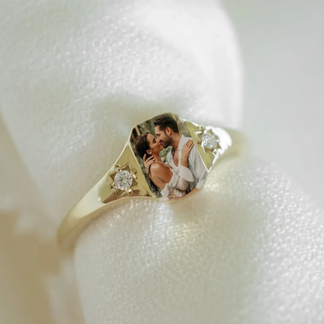 For Love-Photo Birthstone Custom Ring - Image 5