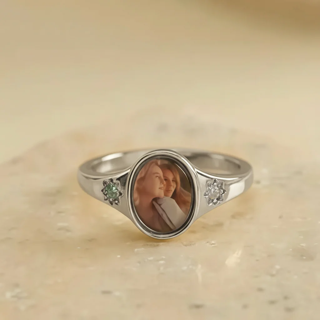 For Love-Photo Birthstone Custom Ring - Image 7