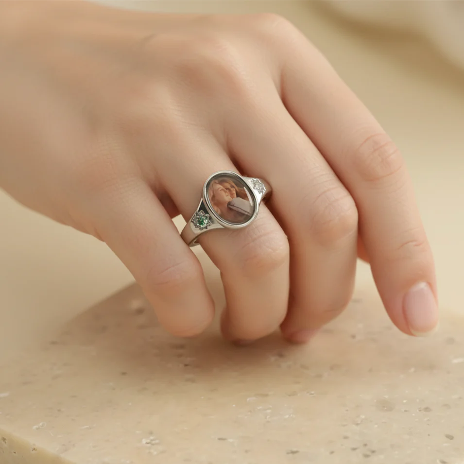 For Love-Photo Birthstone Custom Ring - Image 8