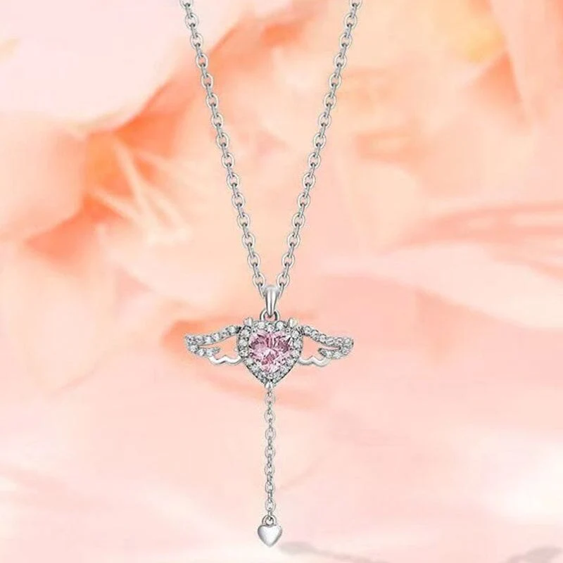 🌸2024 Spring Hot Sale✨PINK ANGEL WINGS NECKLACE - Image 8