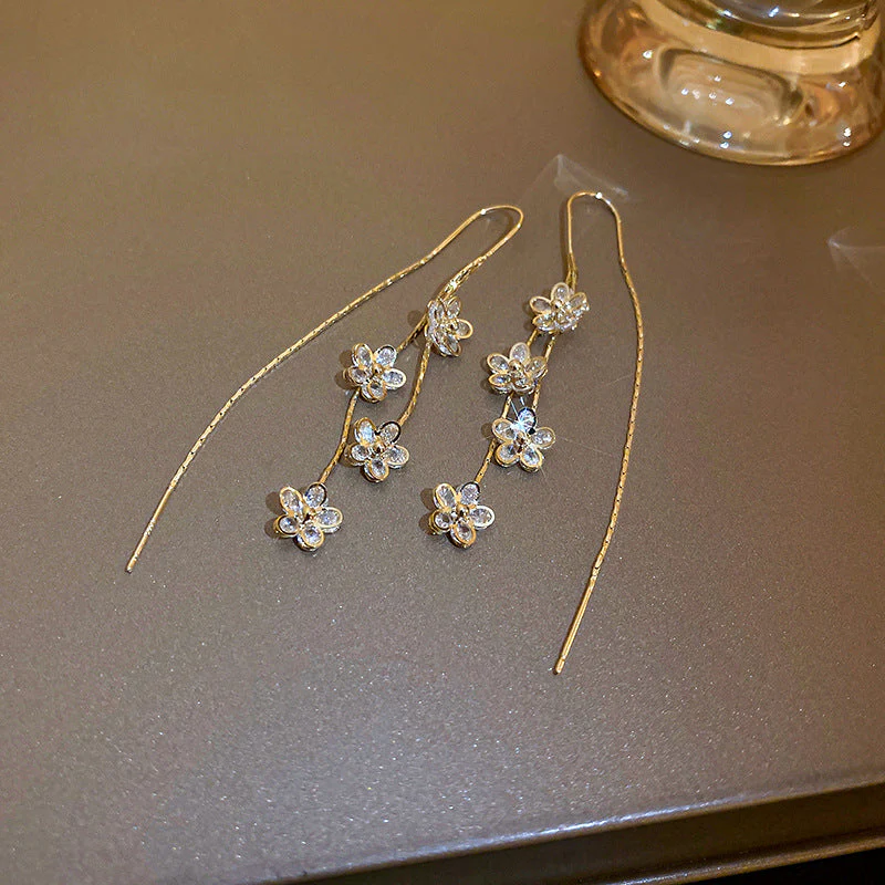 Shiny Zirconia Plum Blossom Earrings - Image 5