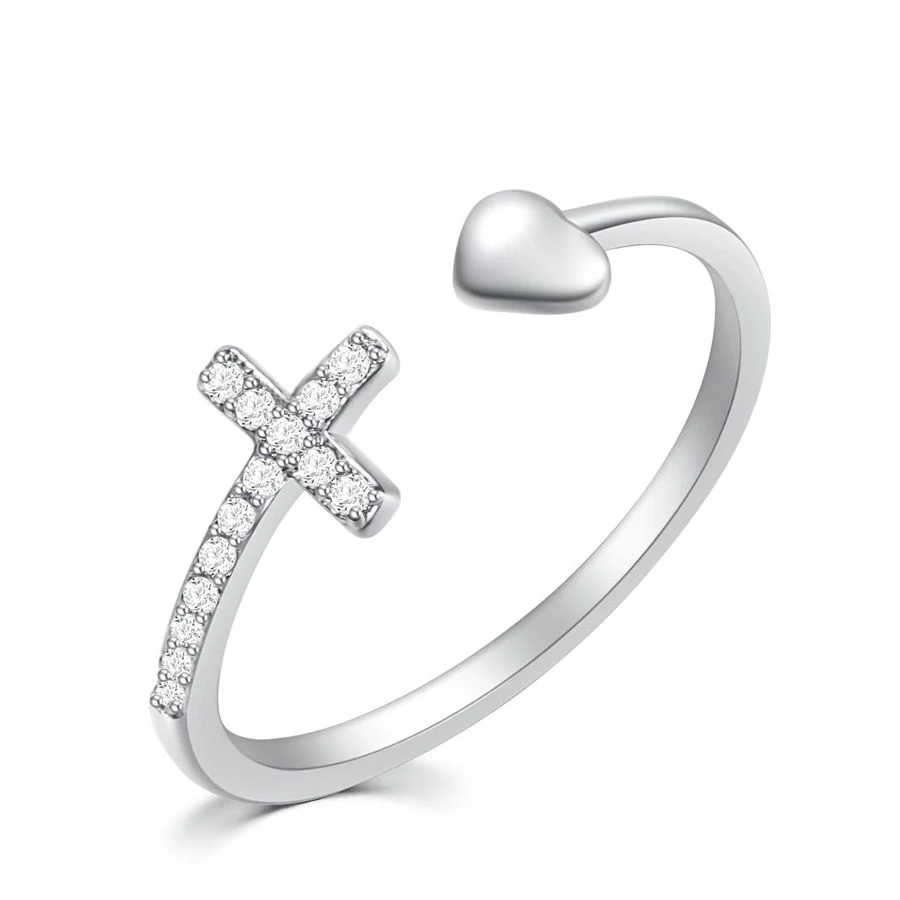 To My Daughter Pray Through It Heart And Cross Ring - Image 2