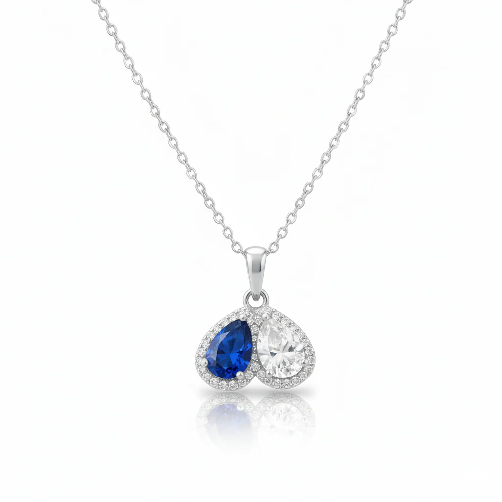 For Love- Custom Promise Two Heart Birthstone Necklace - Image 5