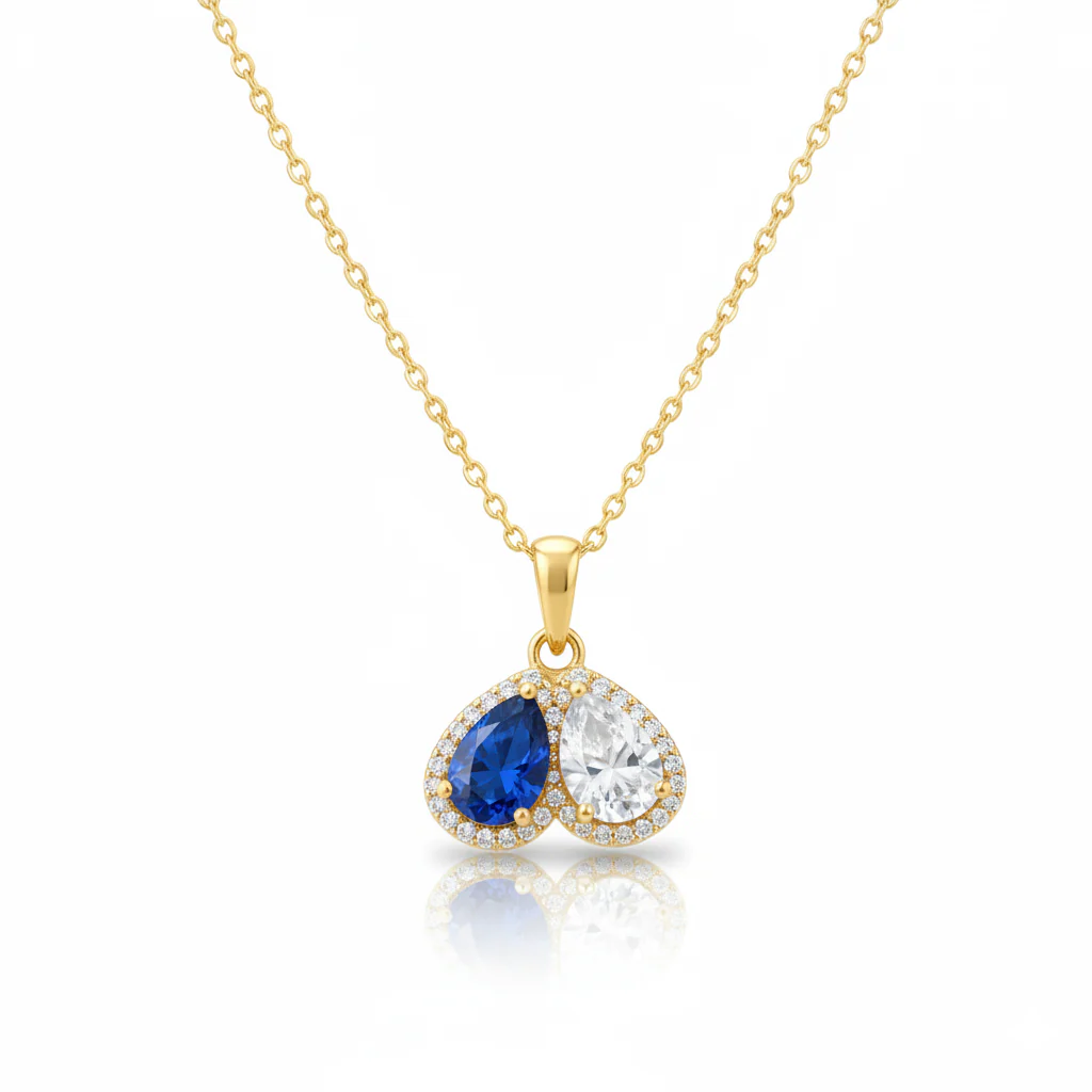 For Love- Custom Promise Two Heart Birthstone Necklace - Image 7