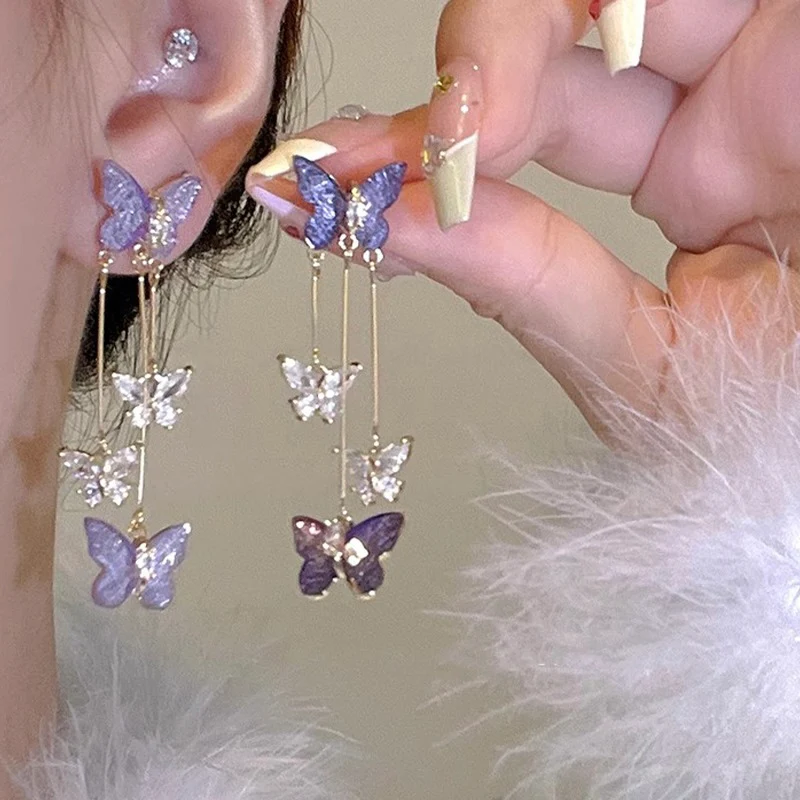 🌸Purple Butterfly Earrings - Image 3