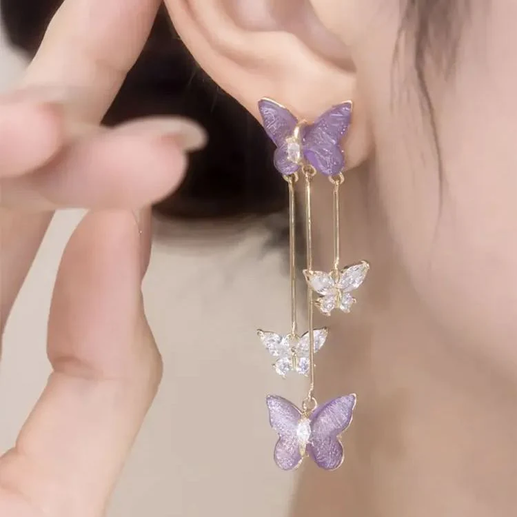 🌸Purple Butterfly Earrings - Image 4