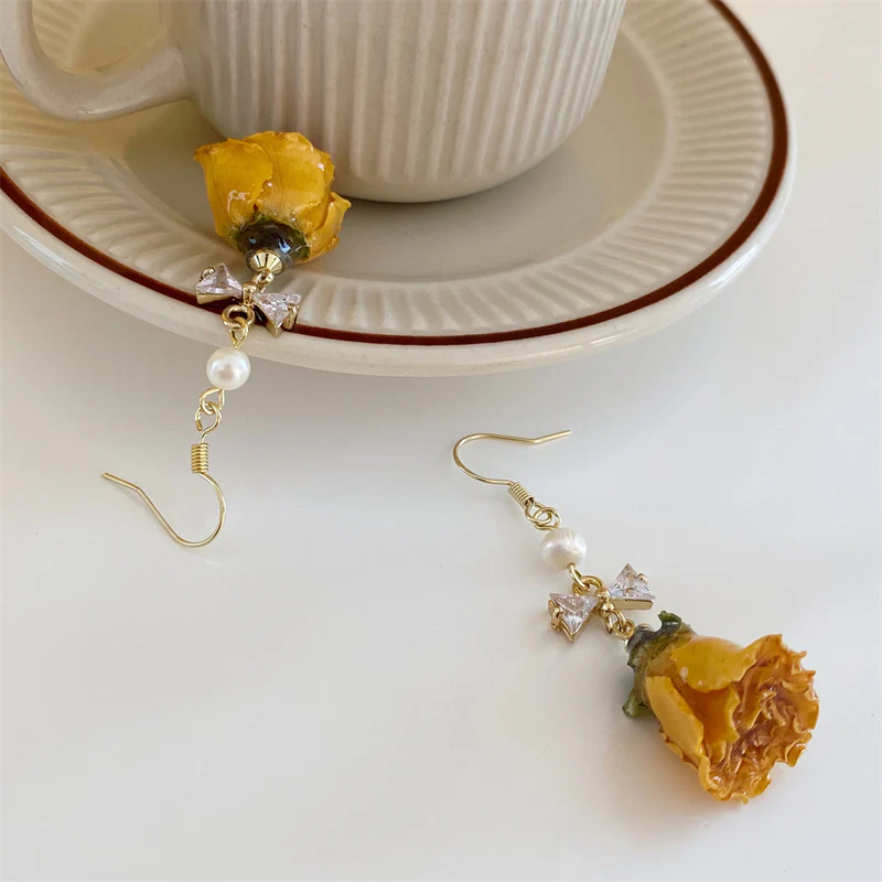 Vintage Rose Dried Flower Earrings - Image 5