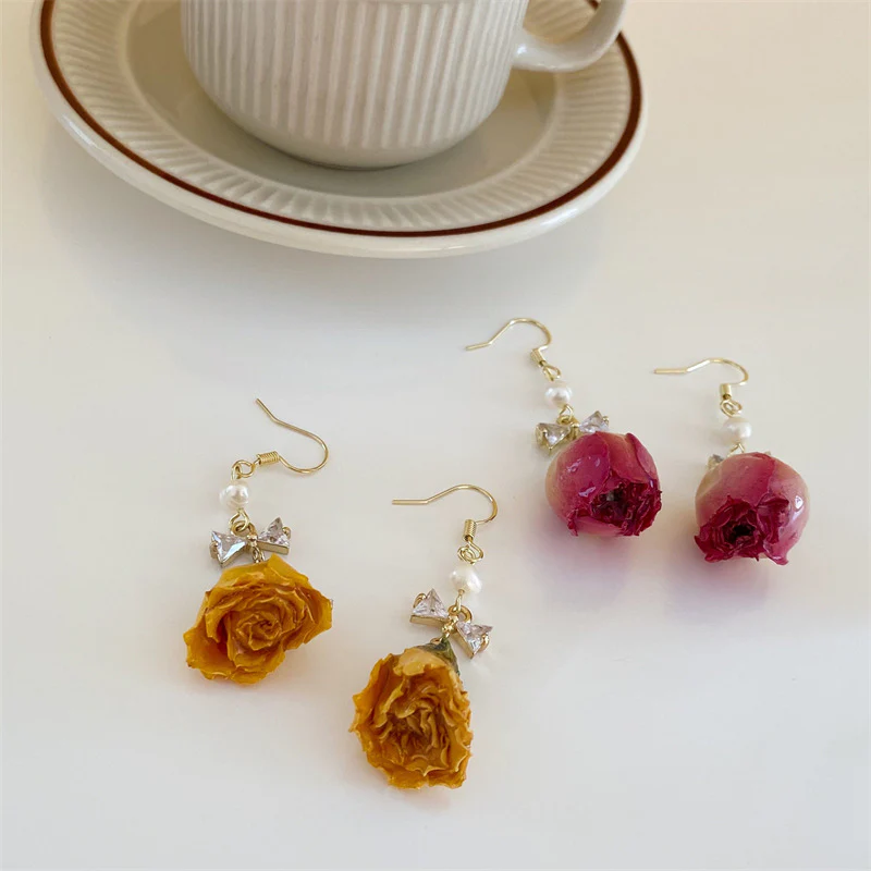 Vintage Rose Dried Flower Earrings - Image 7