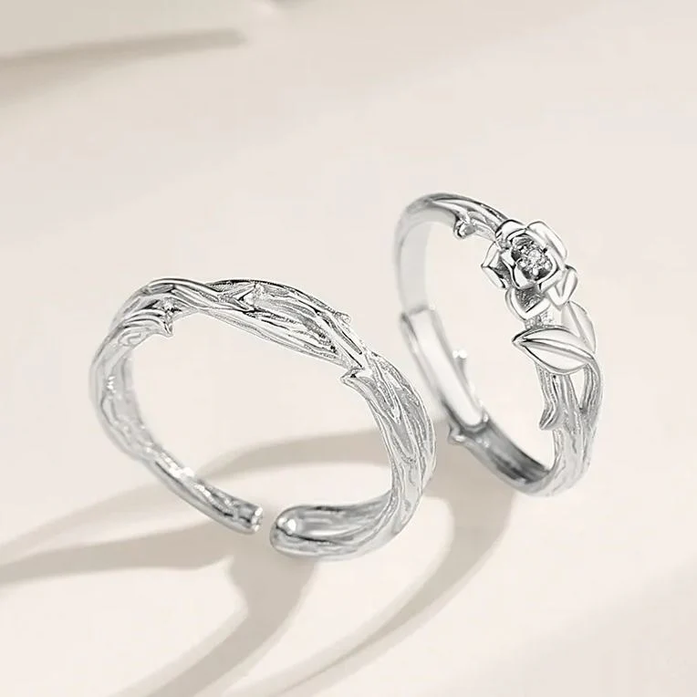 Hot Sale🎁Thorns and Roses S925 Silver Couple Ring - Image 4