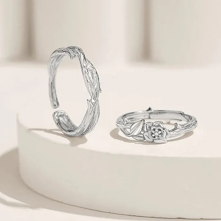 Hot Sale🎁Thorns and Roses S925 Silver Couple Ring - Image 5