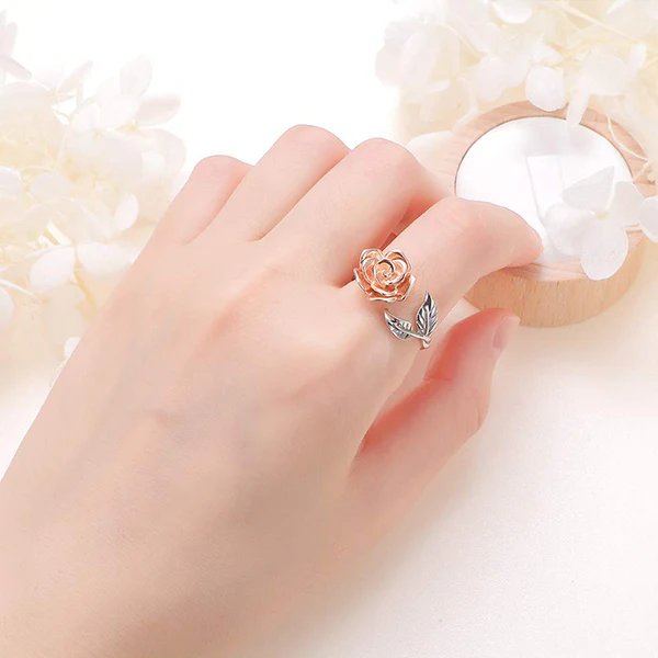 S925 Sterling Silver Adjustable Wrap Open Rose Flower Ring - Image 10