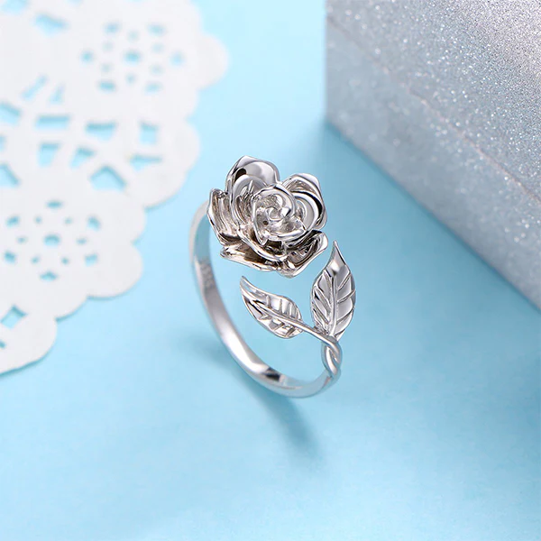 S925 Sterling Silver Adjustable Wrap Open Rose Flower Ring - Image 5