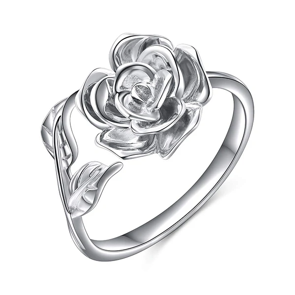 S925 Sterling Silver Adjustable Wrap Open Rose Flower Ring - Image 6