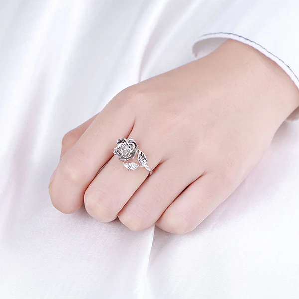 S925 Sterling Silver Adjustable Wrap Open Rose Flower Ring - Image 7