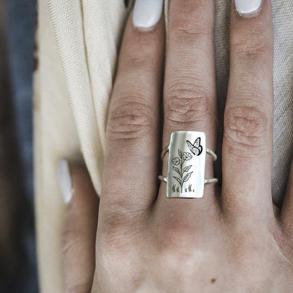 S925 Sterling Silver Flower Butterfly Bee Dragonfly Ring - Image 3