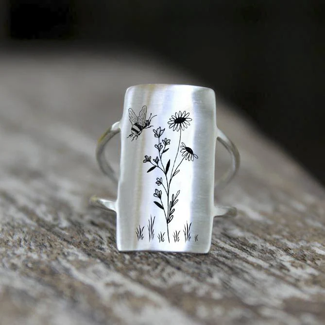 S925 Sterling Silver Flower Butterfly Bee Dragonfly Ring - Image 4