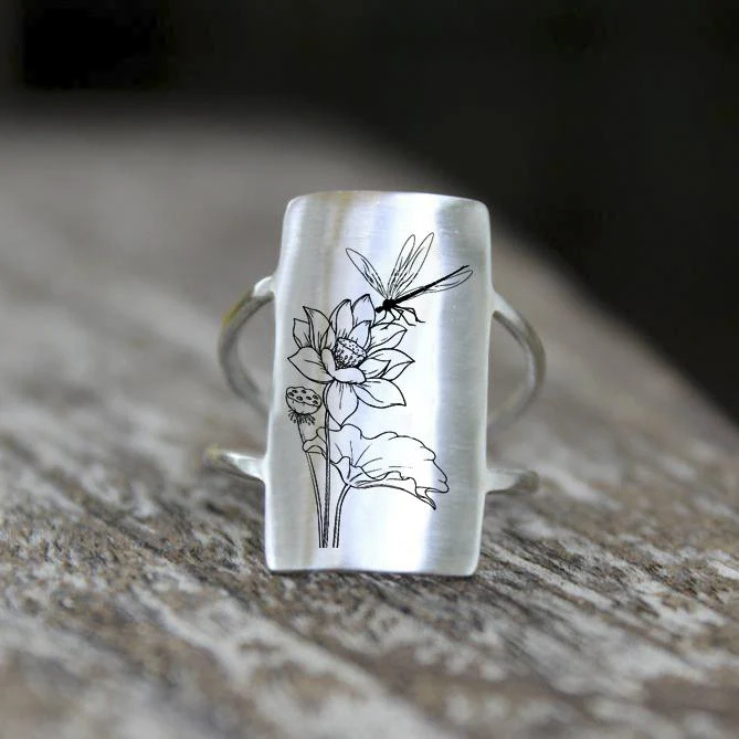 S925 Sterling Silver Flower Butterfly Bee Dragonfly Ring - Image 7