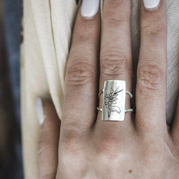 S925 Sterling Silver Flower Butterfly Bee Dragonfly Ring - Image 8