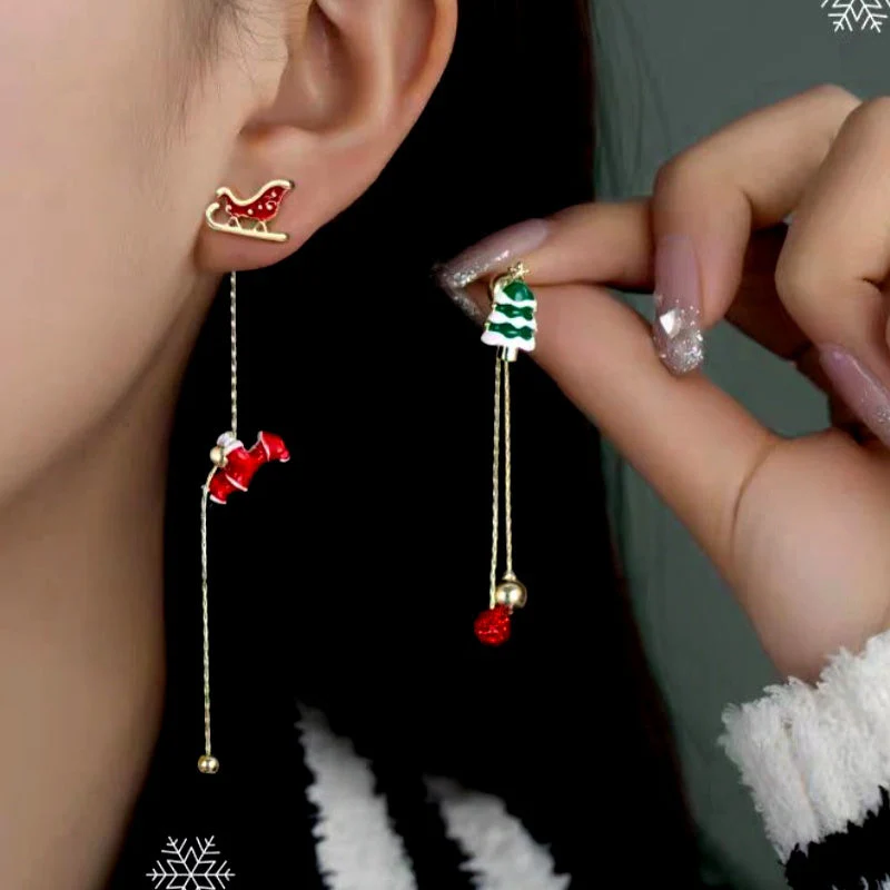 Christmas Santa Claus Tassel Earrings - Image 3