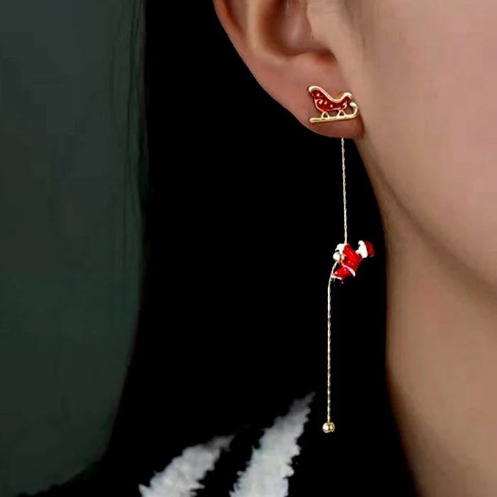 Christmas Santa Claus Tassel Earrings - Image 4