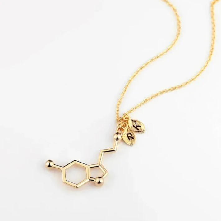 For Love - Personalized Initial Serotonin Molecule Necklace - Image 4