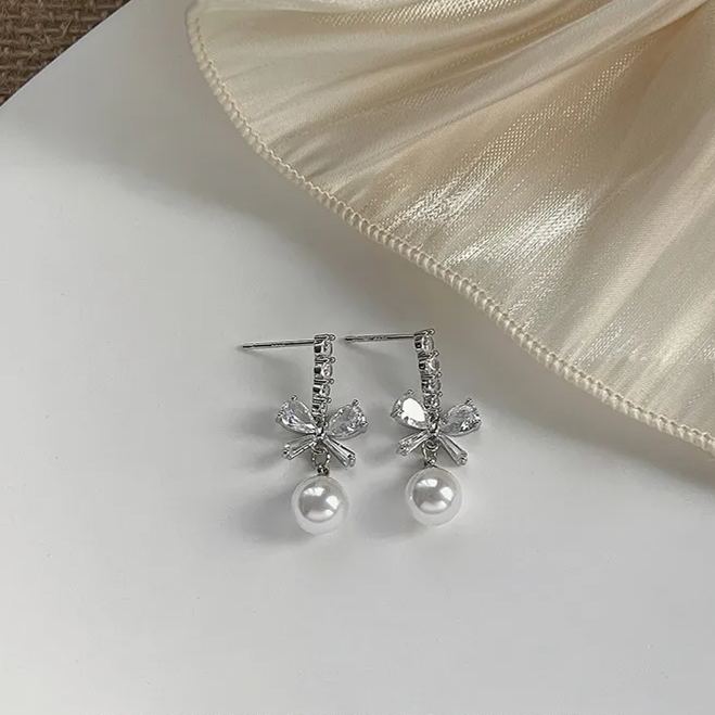 Hot Sale🎁Shiny Bow Pearl Earrings - Image 2