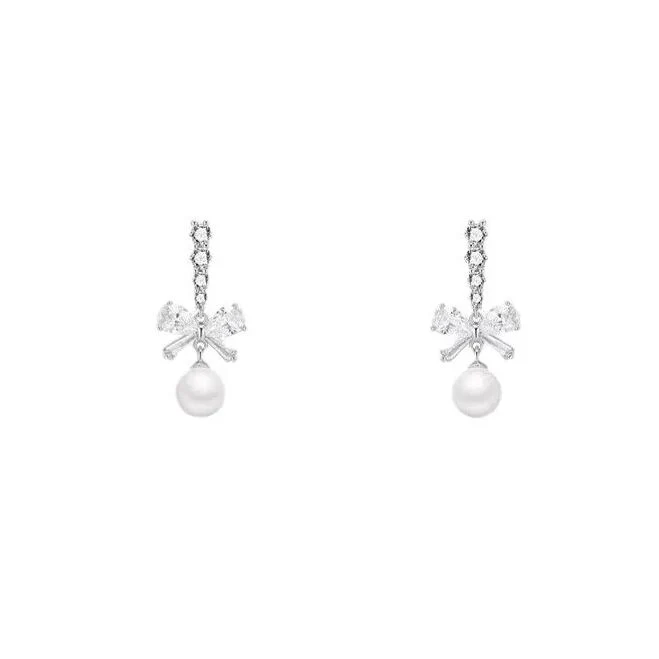 Hot Sale🎁Shiny Bow Pearl Earrings - Image 6