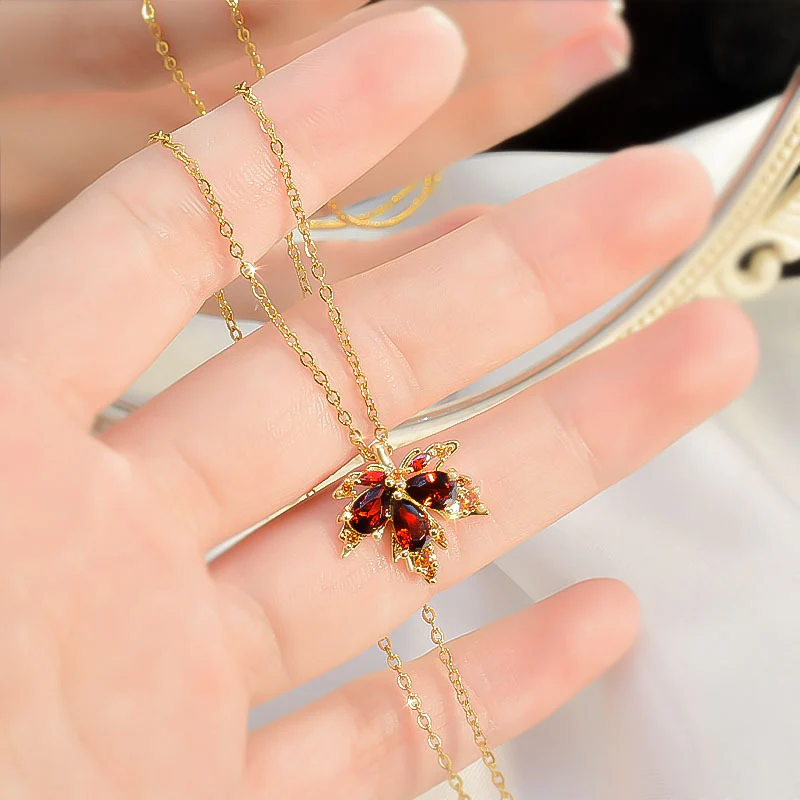 Shiny Crystal Maple Tassel Earrings - Image 7