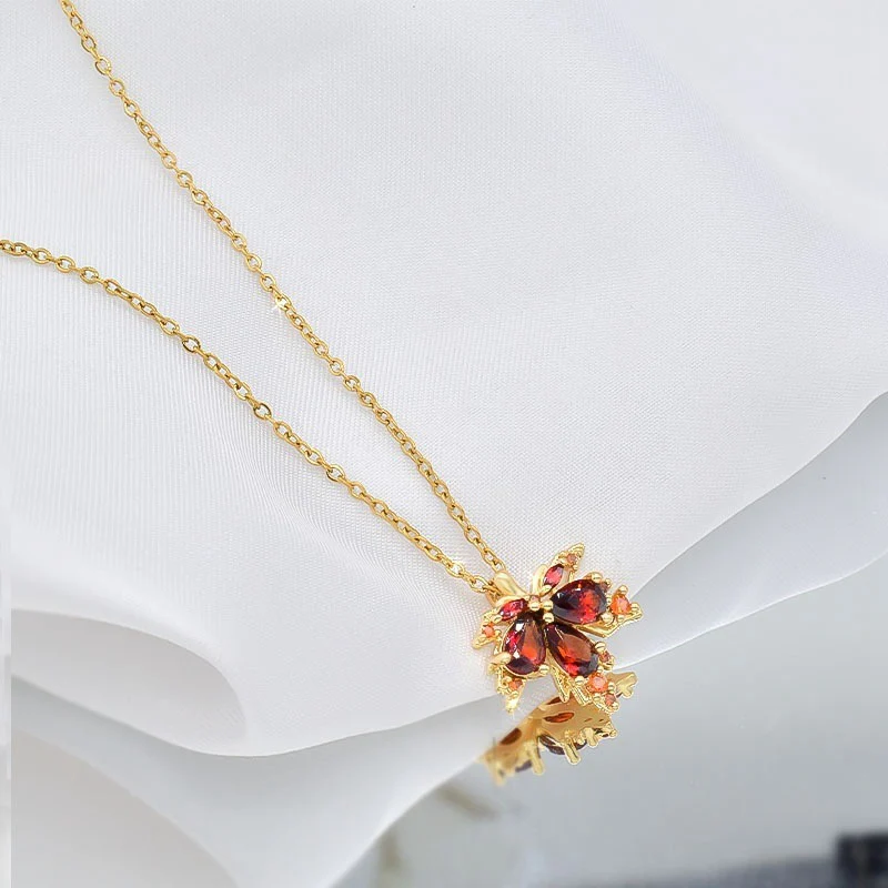 Shiny Crystal Maple Tassel Earrings - Image 9