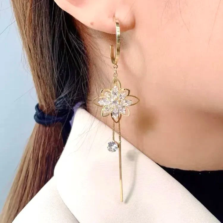 Hot Sale🎁Shiny Lotus Tassel Earrings - Image 5