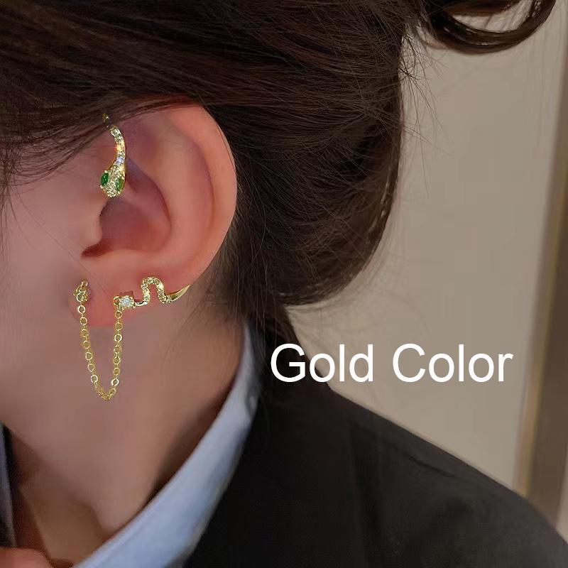 Shiny Zircon Snake Ear Hanging Ear Clip Cuff For Women - Image 5