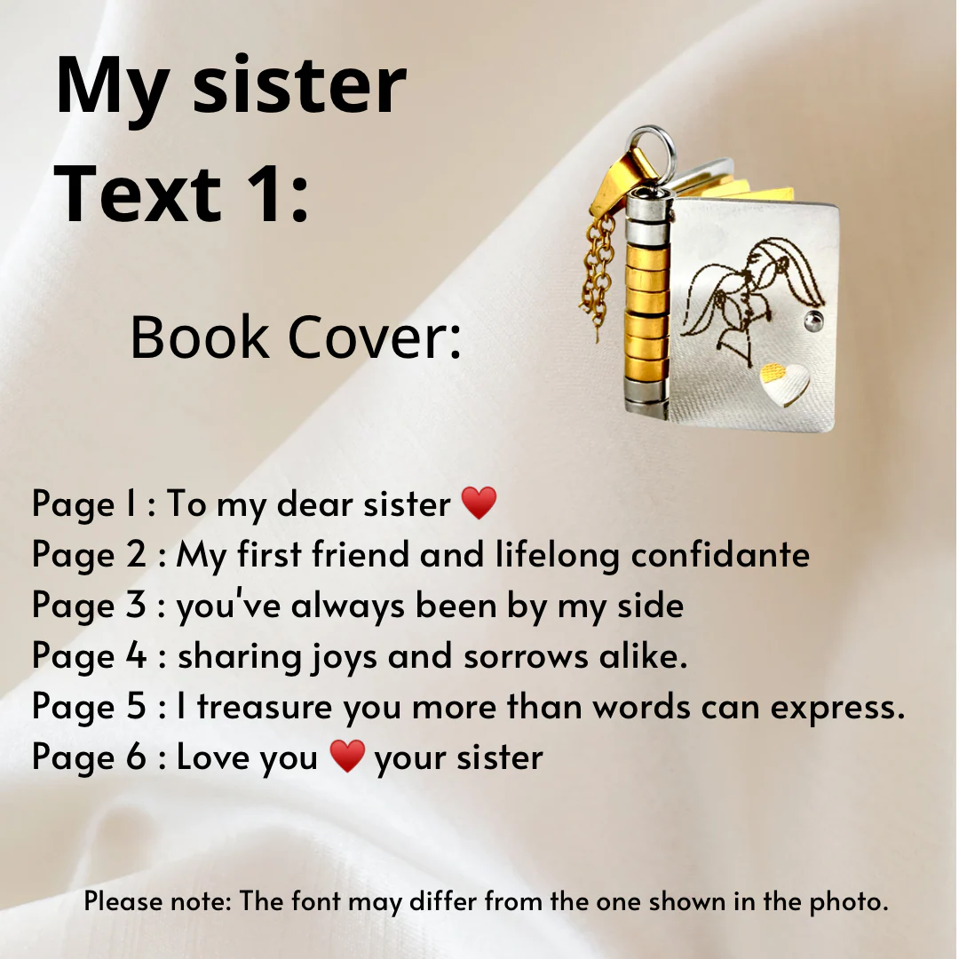 For Sisters- I Love You Sister Book Necklace - Image 3