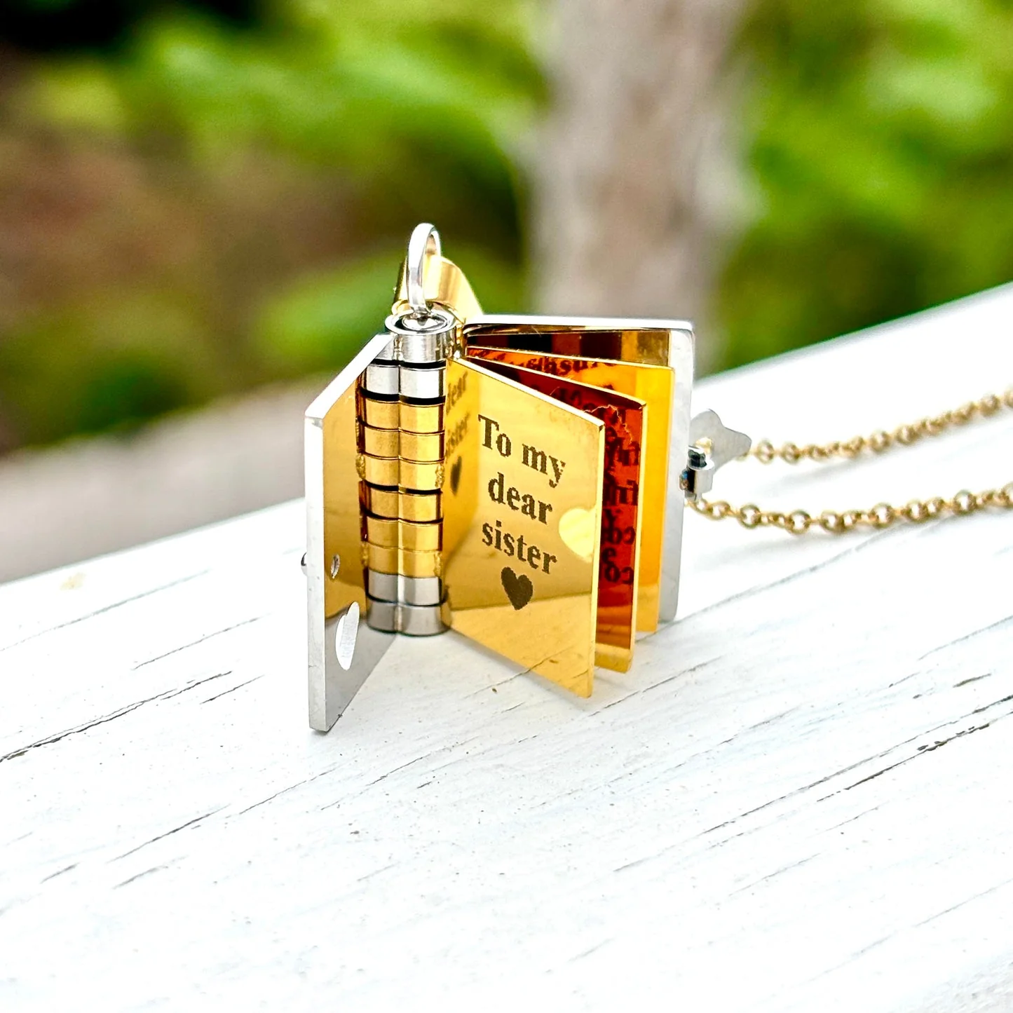For Sisters- I Love You Sister Book Necklace - Image 5