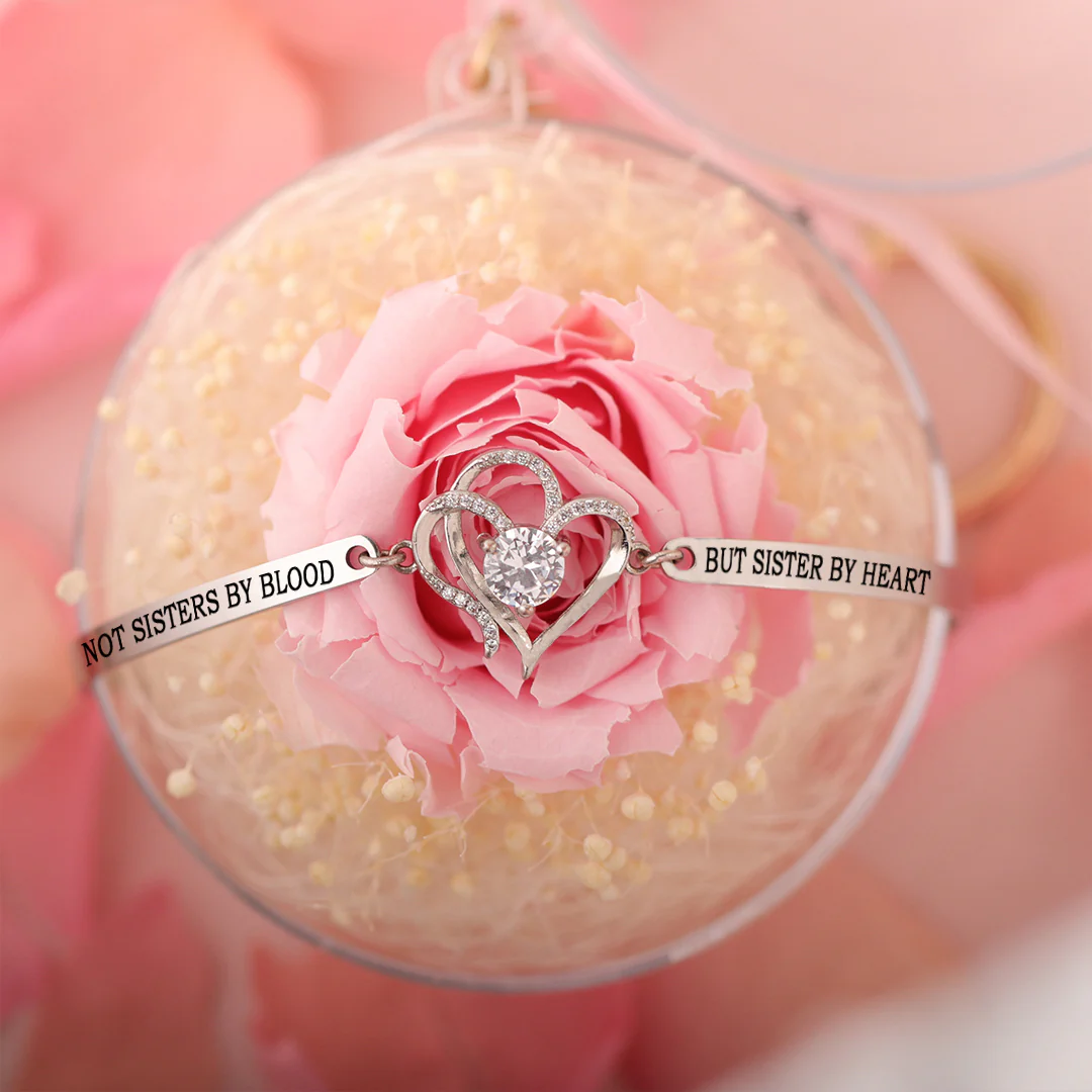 For My Friend-Not Sisters By Blood But Sisters By Heart Double Heart Bracelet - Image 6