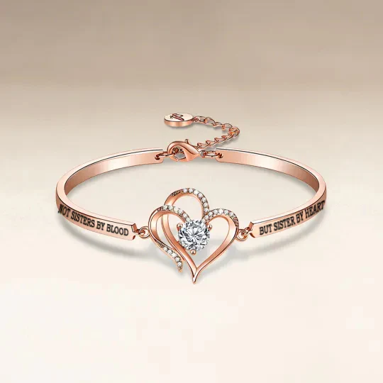 For My Friend-Not Sisters By Blood But Sisters By Heart Double Heart Bracelet - Image 7