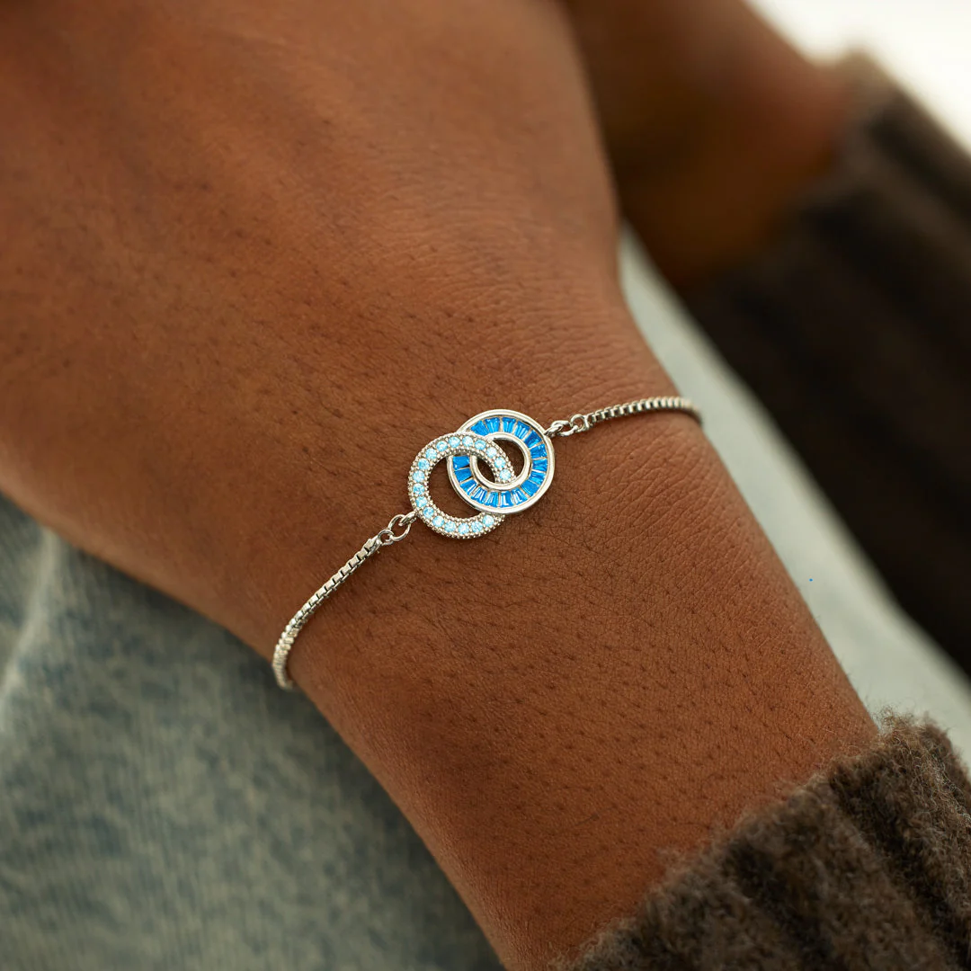 For Friend - Not Sisters By Blood But Sisters By Heart Birthstone Linking Circles Bracelet - Image 3