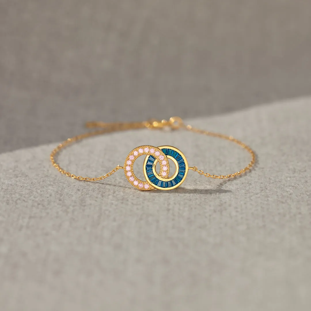 For Friend - Not Sisters By Blood But Sisters By Heart Birthstone Linking Circles Bracelet - Image 4
